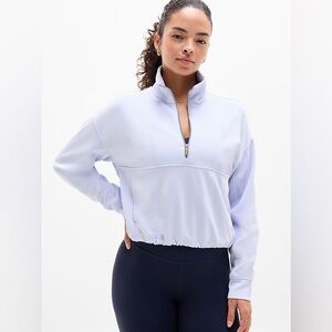 Athleta Gossamer Blue Seasoft Rib 1/4 Zip Pullover